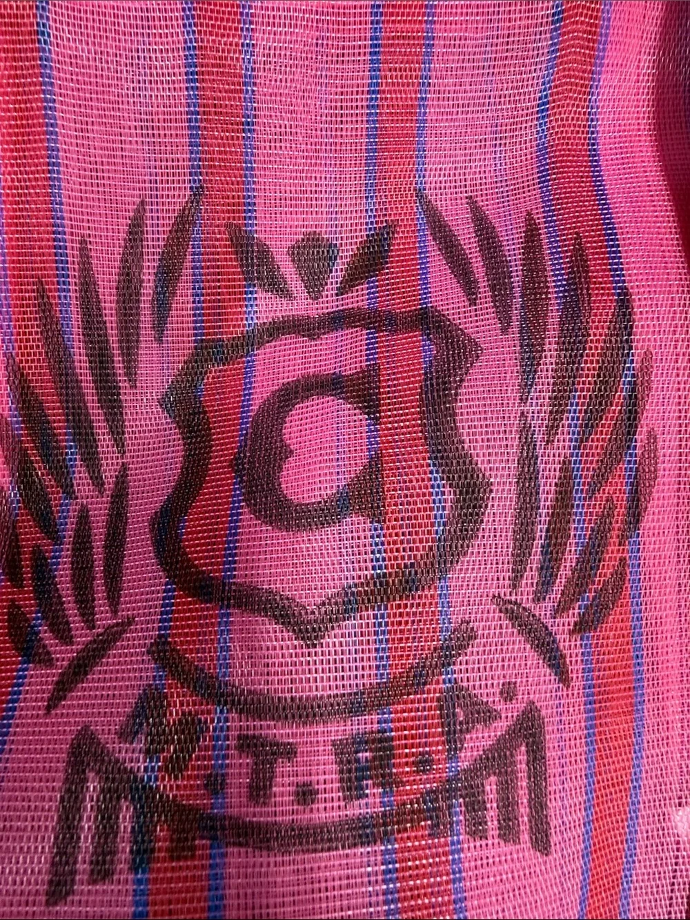 Mini Consuela Pink and Red Striped Tote with Logo